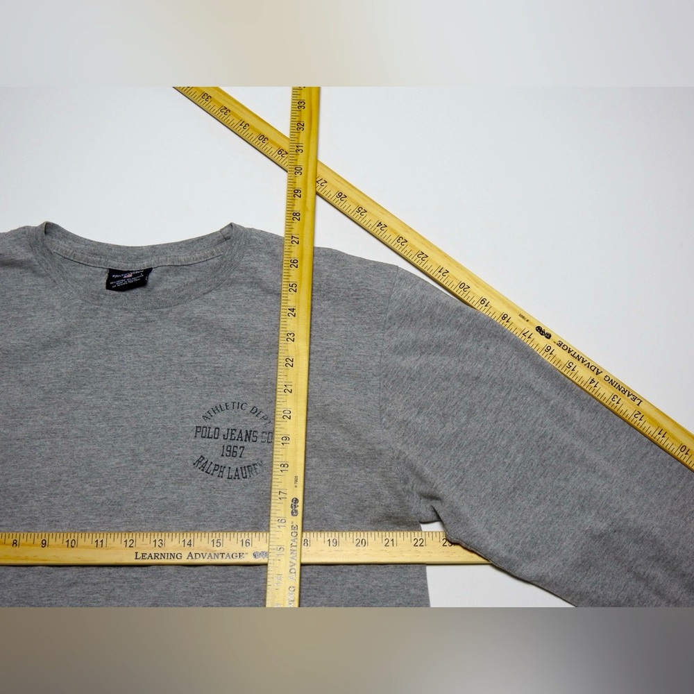 Vintage Polo Jeans Company Ralph Lauren 67 T-shirt M Gray Long Sleeve Mens Y2K - Picture 9 of 9